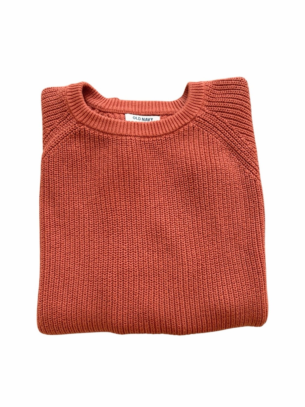 Old Navy Men’s Rust Cotton Chunky Knit Crewneck Sweater Large